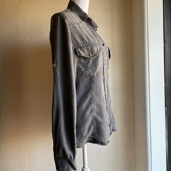 Cloth & Stone grey fitted button down shirt Size M *NEVER WORN* - Picture 3 of 11